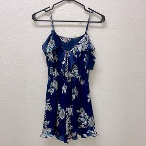 Floral navy blue romper